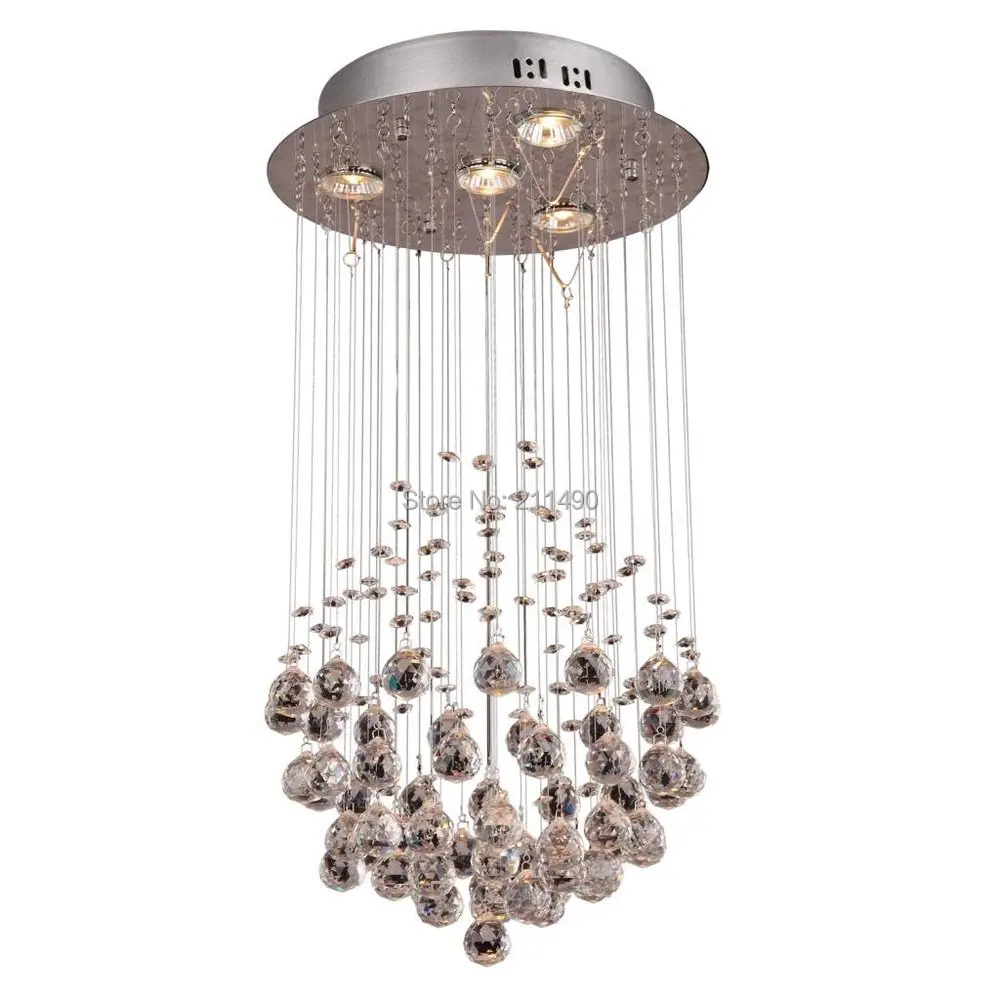 

Silver Modern Crystal Pendant Light Chrome Finish with 4 Lights Max 140W