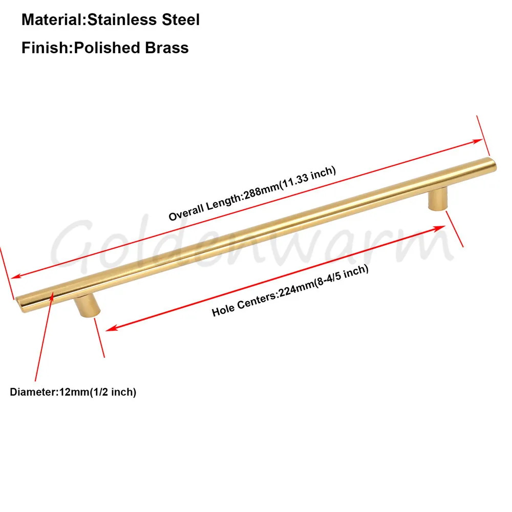 Золотой шкаф ручки полированная латунь ручки ящика из нержавеющей стали отверстие центры T ручка~ 10 дюймов Кухня фурнитура для дверей тянуть 20 упак. К