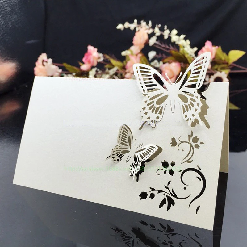 

10 Colors 50pcs Butterfly Laser Cut Table Name Place Cards Favor Table Name Message Setting Card Wedding Birthday Party Supplies