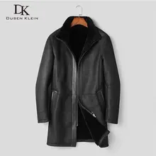 Мужская куртка из натуральной кожи, овчина, зимнее теплое шерстяное пальто, черная овчина, верхняя одежда, дизайнерский бренд, роскошный мех e1716