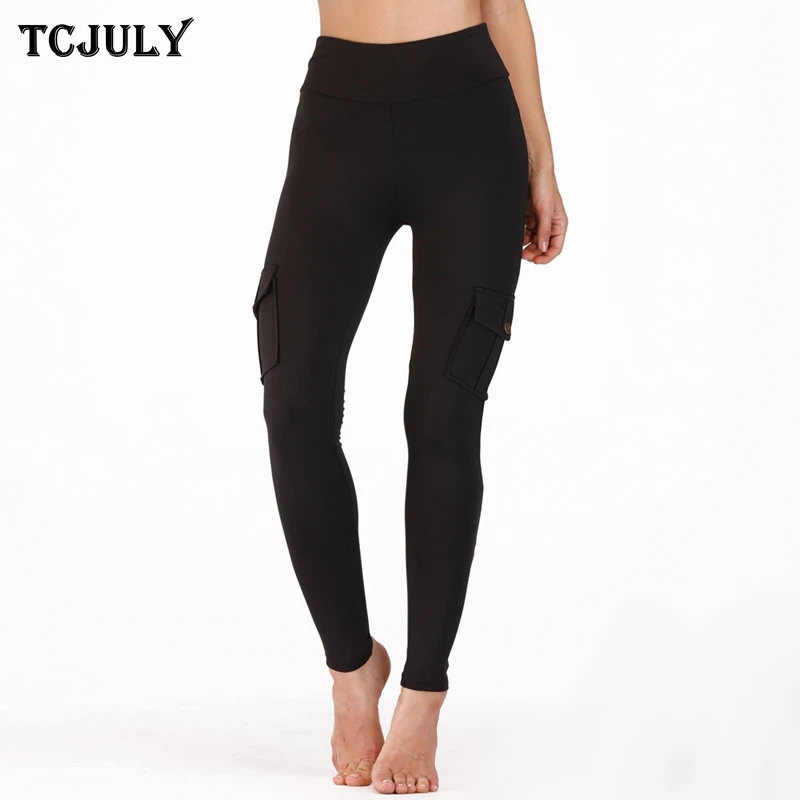 TCJULY New Design High Waist Many Pockets Leggins Fitness
