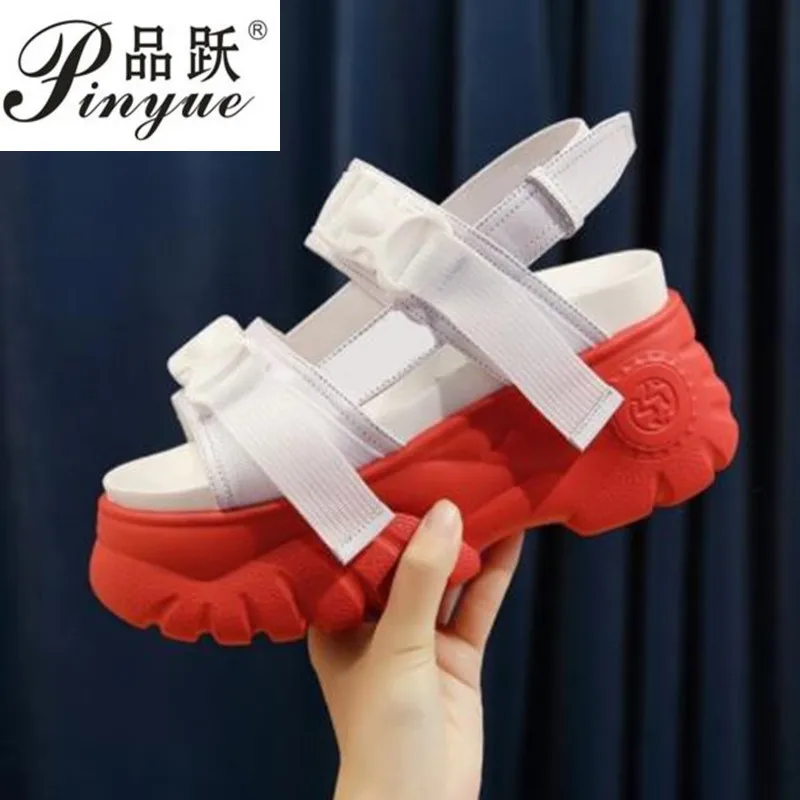 

New Platform Women's Sandals 2019 Fashion Summer Leather Buckle Women 8 cm Thick Soled Beach Sandal Casual Chunky Female Shoes