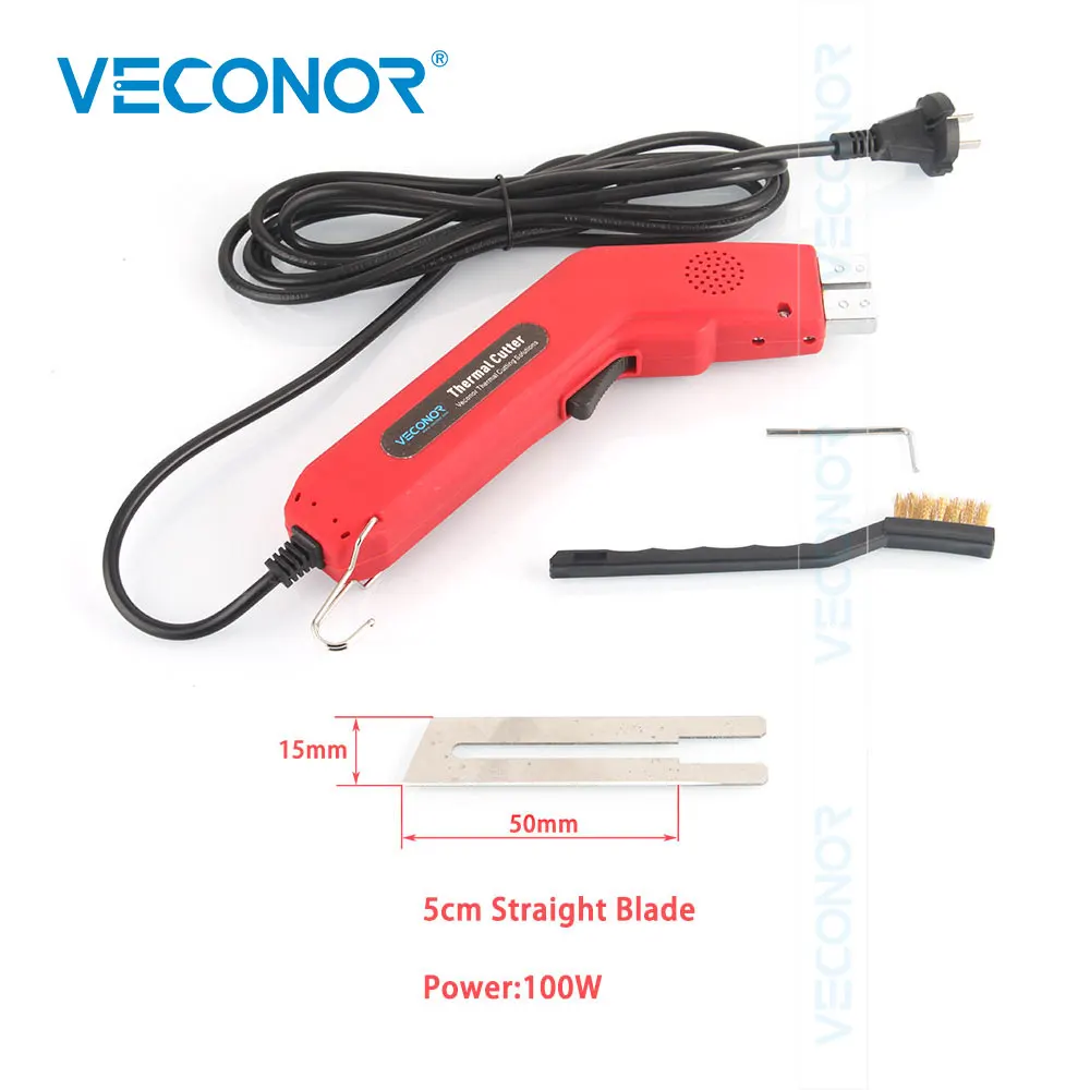 Thermal Cutter Hand Held Electric Hot Knife Heat Cutter Foam Thermal Cutting Tools Non-Woven Fabric Rope Curtain Heating Knife - Цвет: 5cm Straight - 100W