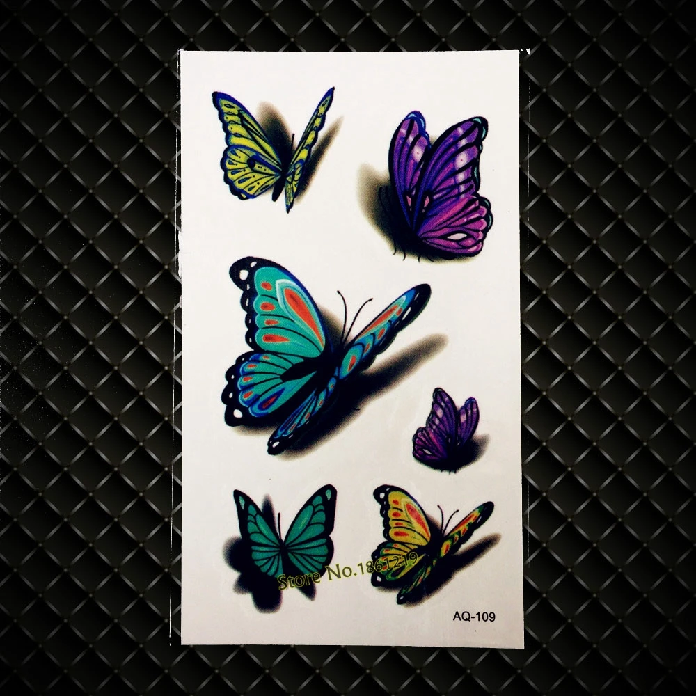 Vivid 3D Butterfly Tattoo Sticker For Women Arm Shoulder Fake Tatoo Paste Waterproof Body Art Temporary Stickers GAQ-109 | Красота и