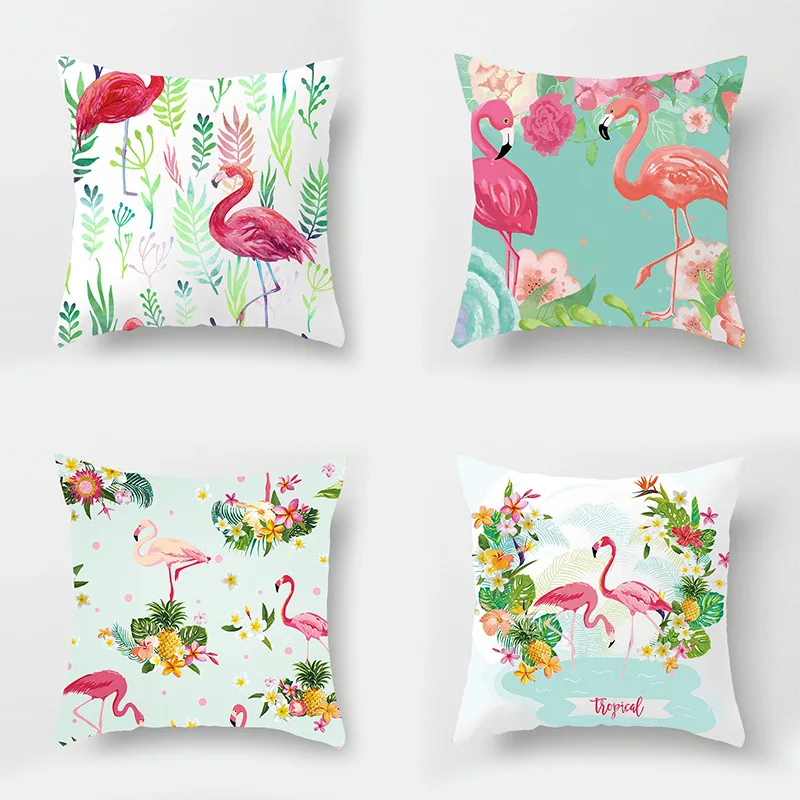 

12 style 40x40cm Nordic Flamingo Tropical Leaf Cushion Cover Flower Throw Pillow Home Decoration Sofa Car Decorative Pillowcase