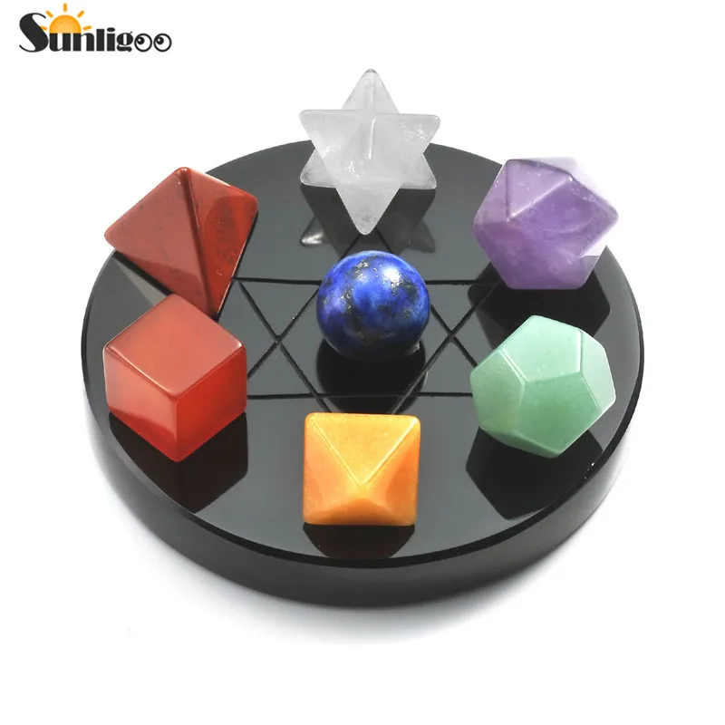 Sunligoo Mini 7 ЧАКРА КРИСТАЛЛ плантонические Твердые геометрические черные