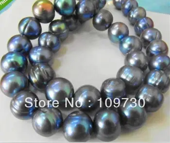 

Jewelry 00710 stnnung 11-12mm baroque black pearl necklace 18"