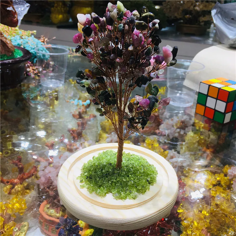 Natural crystal creative tree get rich tree decoration