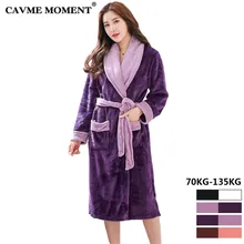 CAVME 6XL размера плюс зимняя Фланелевая пижама; банный халат для Для женщин Femme женские халаты; теплая одежда для сна Ночное платье 70-135 кг
