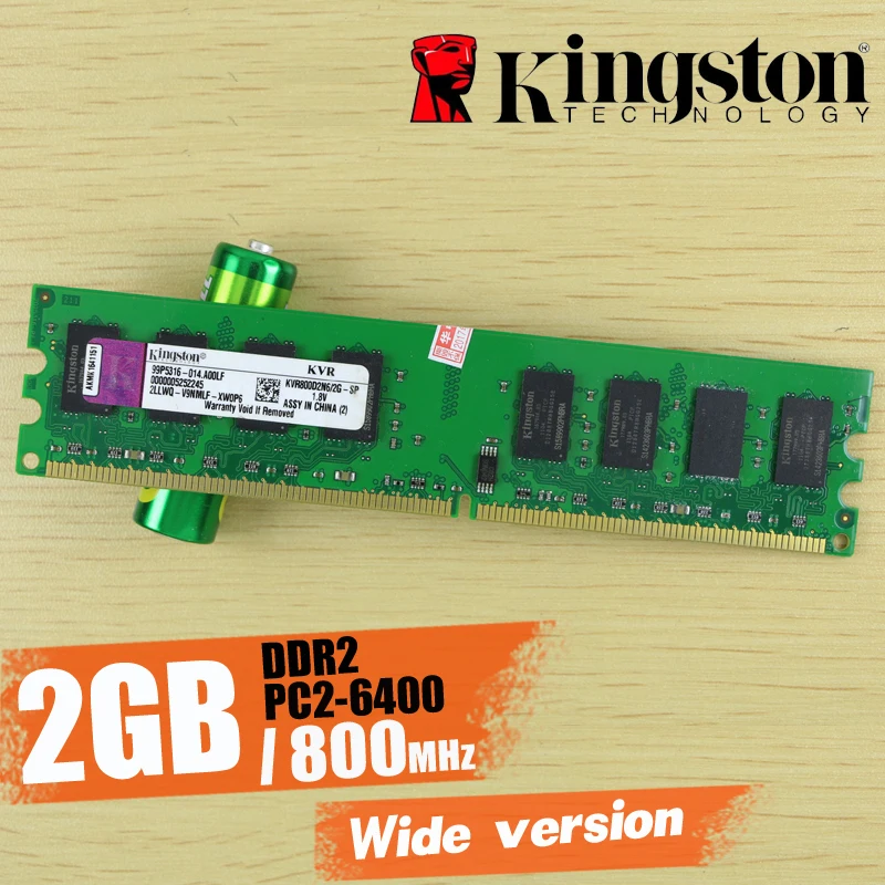 Оперативная память kingston для настольных ПК 2 ГБ 2G 800 МГц PC2-6400 DDR2(широкая версия чипа kingston) 800 6400 2G 240-pin KVR800D2N6/2G