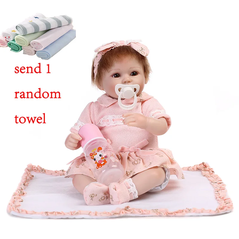 

NPK 43cm Reborn Baby Dolls Simulation Baby Doll Lifelike Silicone Dolls Pink Sweater Reborn Toddlers Soft Toys For Children