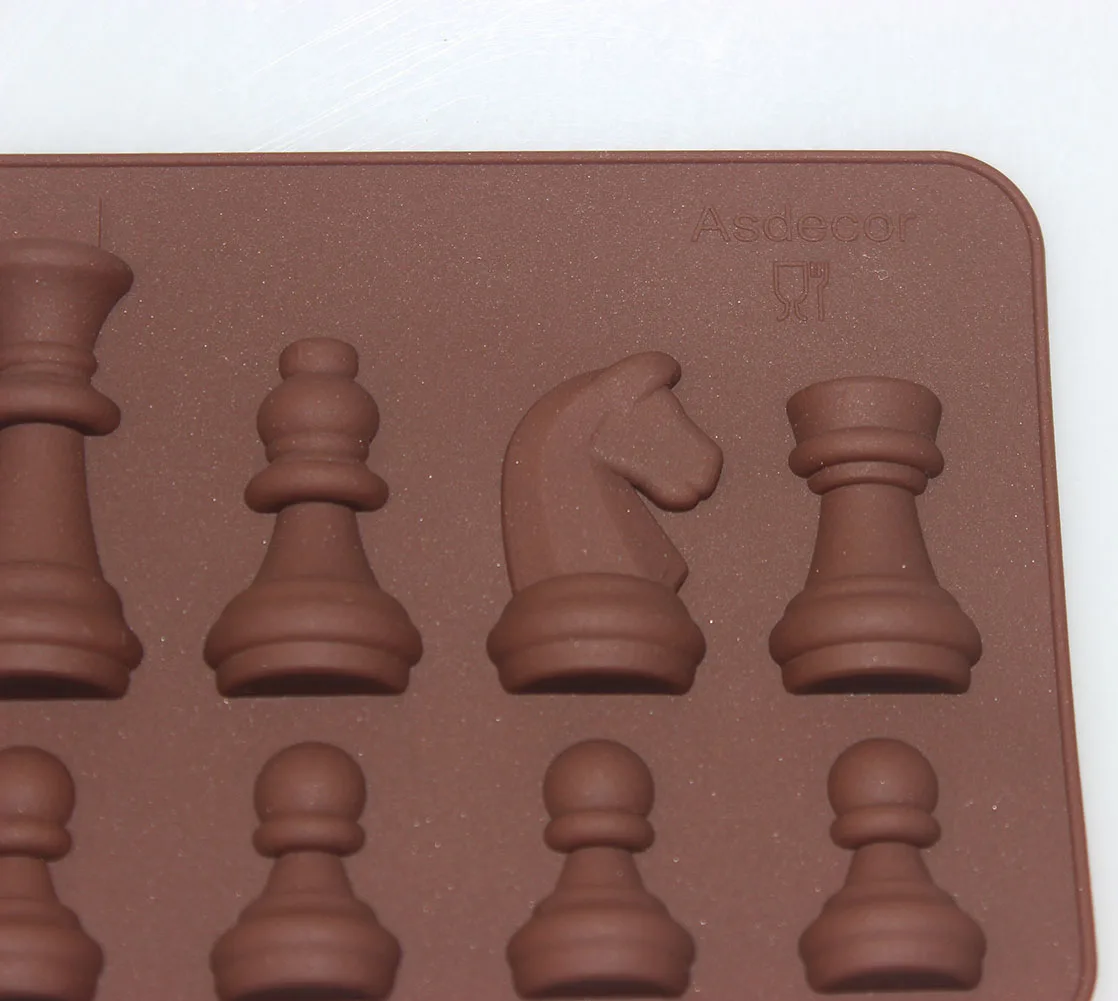 Шоколадная форма силиконовая в форме шахмат форма ледяной Сахар Форма для торта декоративная инструменты DIY выпечка кухонные формы аксессуары TB - Цвет: Шоколад