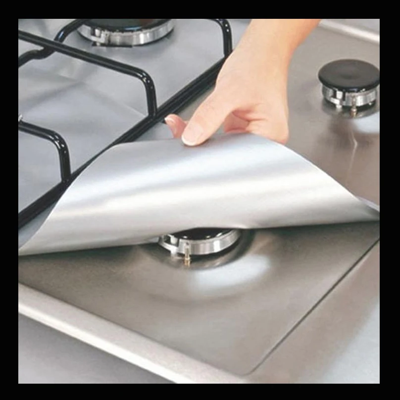 2pcs/pack cover cooker Reusable Aluminum Foil Gas Stove Protectors Cover  gas hob liner mat Non Stick Silicone Dishwasher Safe - AliExpress