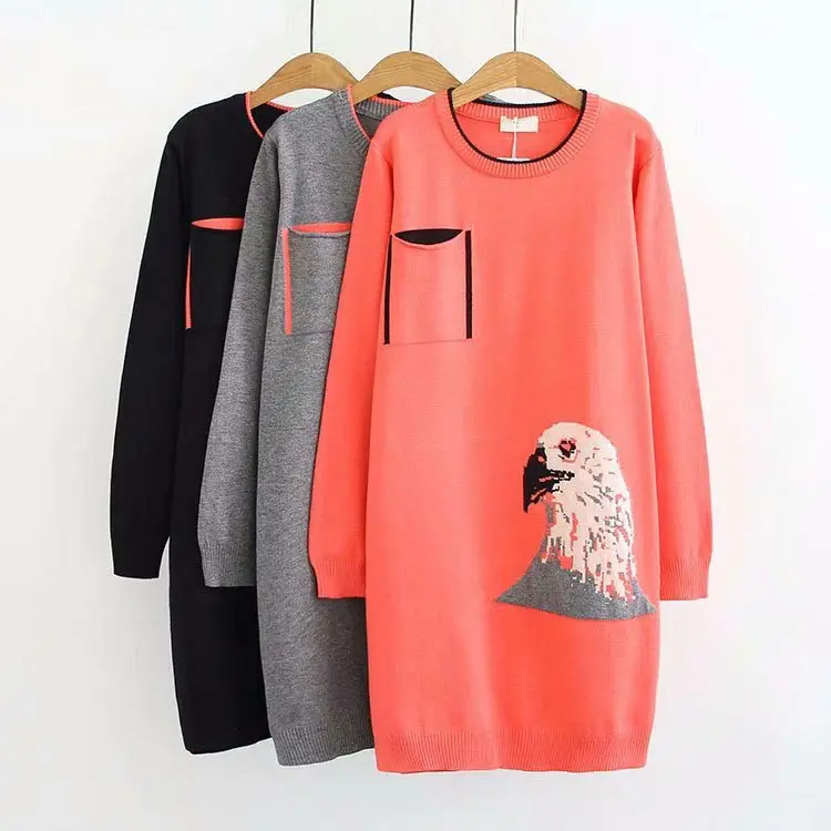 

G6 Autumn Winter Casual Sweaters 5XL Plus Size Women Clothing Fashion Loose Pocket JACQUARD knitting Pullover 612