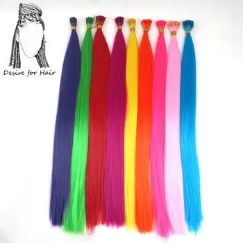 Desire for Hair 100 Ciocche da 22' (55 cm) 1g Colori Brillanti Resistenti al Calore Extension Sintetiche a Micro Anello I-Tip per Feste