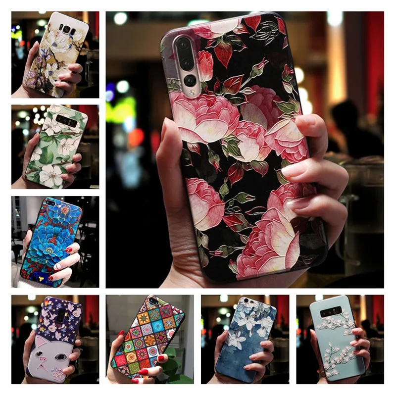 

3D Floral Case For Samsung A70 Case Silicone Soft Phone Case For Samsung Galaxy A50 A40 A30 A20 Back Cover Case Flowers Coque