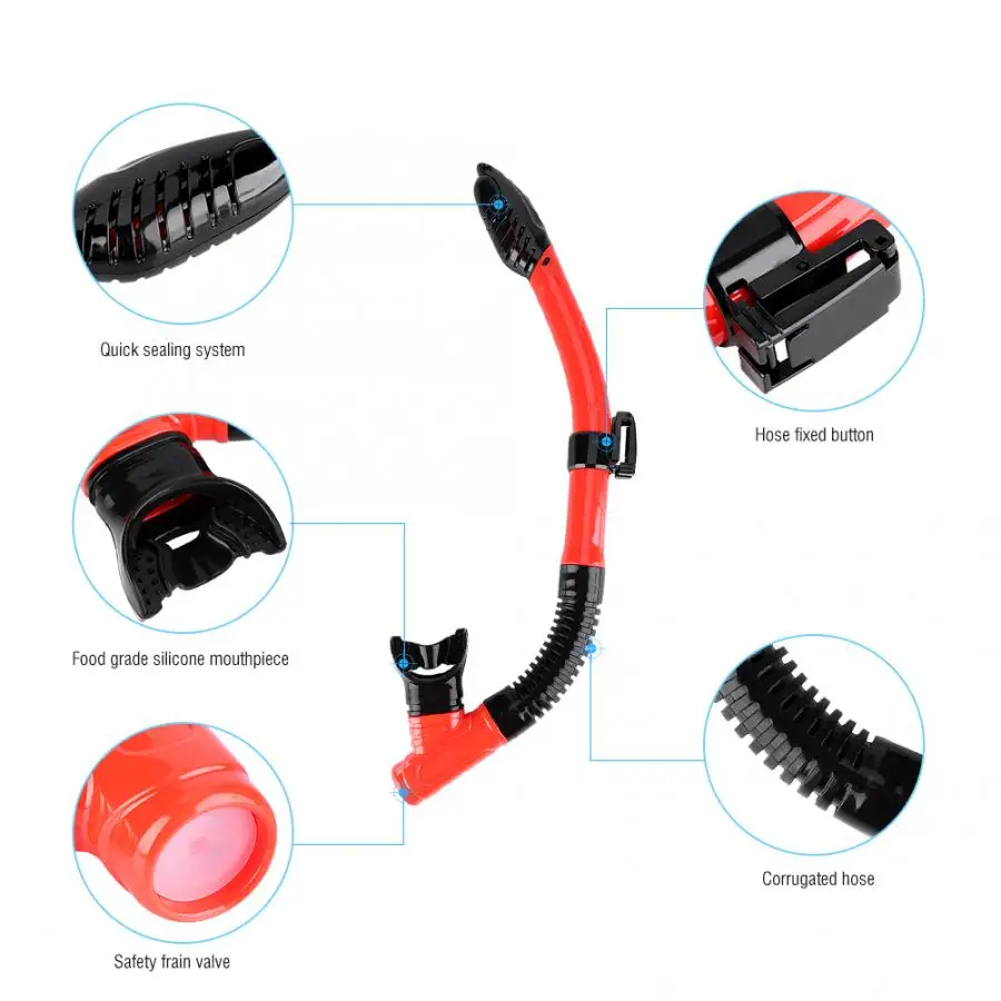 Оборудование для плавания и ныряния сухой взрослый плавательный Дайвинг силиконовый сухой воздух открытый дыхательная трубка для ныряния с трубкой красный акваланг