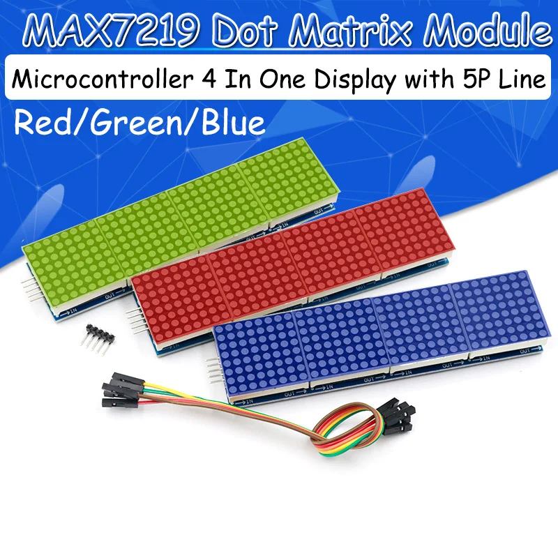 

MAX7219 Dot Matrix Module For Arduino Microcontroller 4 In One Display with 5P Line