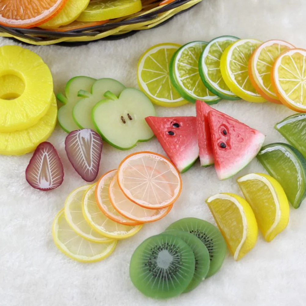 

10PCS Mini Artificial Fruit Simulation Kiwifruit Slices Fake Artificial Fruit Model Party Kitchen Wedding Decoration