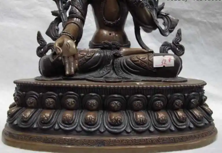 

Tibet 100% Bronze Copper Buddhism White TaRa Goddess Bodhisattva Buddha Statue