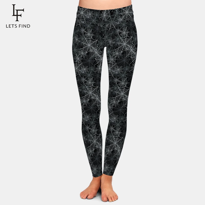 

LetsFind 3D Spider's Web Digital Printing Women High Waist Leggings Fashion Casual Plus Size Polyester Leggings