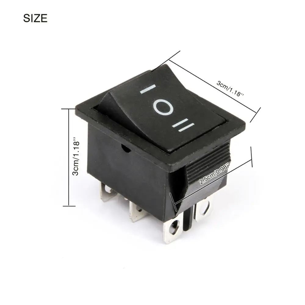 Us 1 4 40 Off 5pcs Kcd4 Black Rocker Switch Power Switch On Off On 3 Position 6 Pins 16a 250vac 20a 125vac Switches Aliexpress