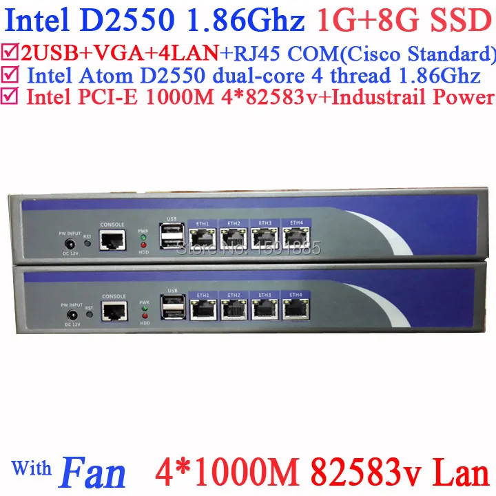Intel D2550 4 82583V LAN Network Firewall Router support ROS PFSense Panabit Wayos Monowall Radius hi