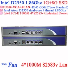 Intel D2550 4*82583 В LAN Сетевой Брандмауэр Маршрутизатор поддержка PFSense Panabit Wayos ROS Monowall Радиус привет-паук 1 Г ОЗУ 8 Г SSD