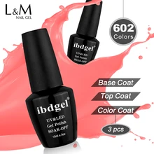 3 Pcs ibdgel 15ML Nails Color Gel polish Set Top Base Coat Led Uv Gel Varnish Long Lasting Super Quick Delivery Packing Well