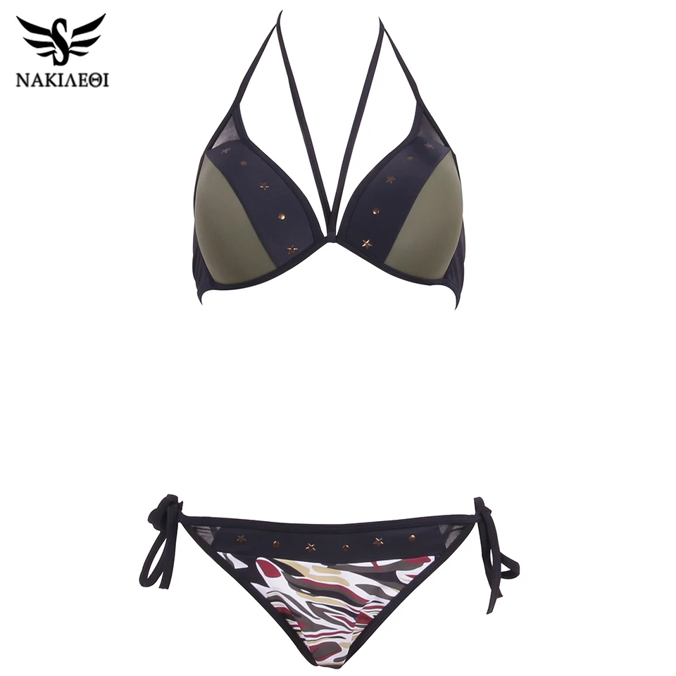 NAKIAEOI 2018 Sexy Bandage Bikinis Women Swimsuit Push Up Swimwear Halter Top Brazilian Bikini Set Beach Bathing Suits Swim Wear