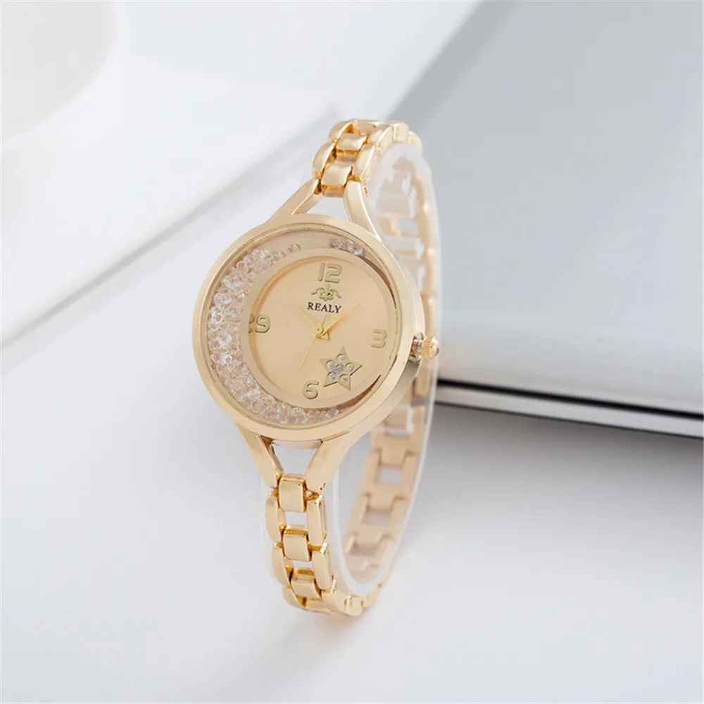 

Luxury Ladies Metal Quartz Round Dial With Diamond Women Bracelet Watch NEW 2018 Hot fashion creative Relogio Feminino