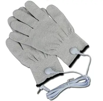 

5 pairs/lot hand massage anti-skid ESD conductive silver fiber gloves with 5 electrode line cables free shipping