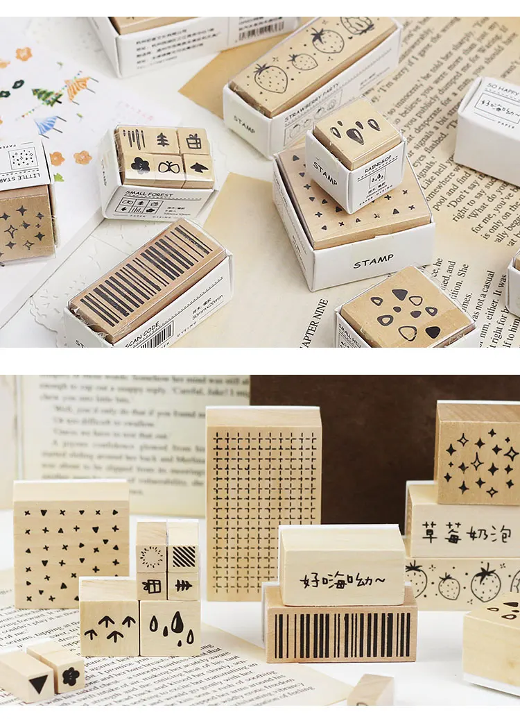 Vintage Cute animal Rain Stars Dots decoration stamp wooden rubber stamps for scrapbooking stationery DIY craft standard stamp