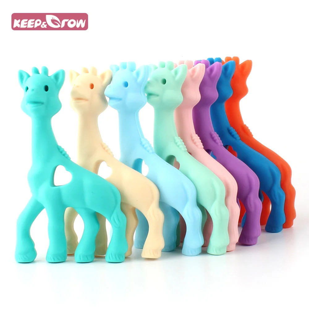 

Keep&Grow 5Pcs Giraffe Shaped Baby Teethers Food Grade Silicone Teethers Baby Nursing Necklace Pendant For Pacifier Chain Making
