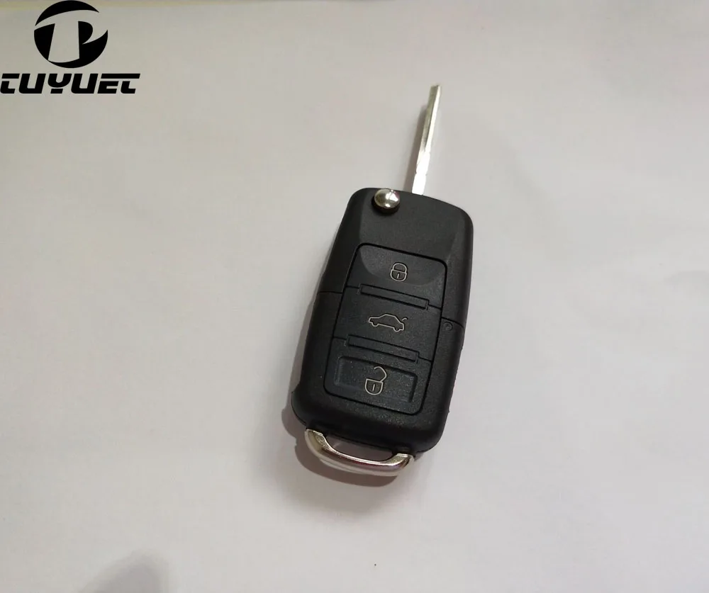 Folding Flip Remote Key Shell Case 3 Buttons For Volkswagen VW Passat
