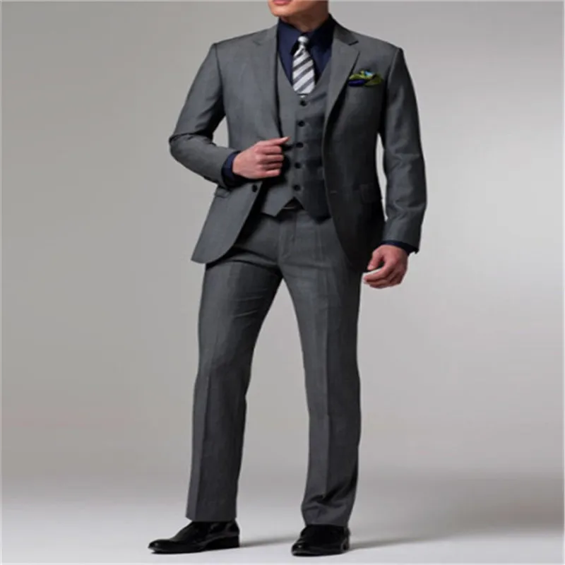 Высокое качество Брендовые мужские костюмы в полоску Мужской приталенный Блейзер Свадебный мужской смокинг жениха костюм пиджак для выпускного+ брюки+ жилет+ галстук 3 шт