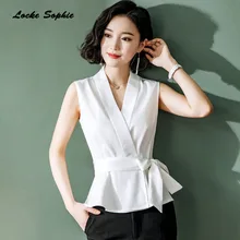 1pcs Women's Plus size Blazers coats 2019 Autumn cotton waist belt Sleeveless Small Suits jackets ladies Skinny Blazers Suits