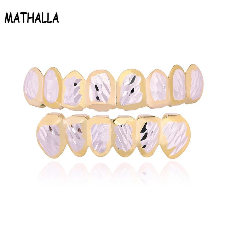 

Gold and Silver Double Color Grills Top and Bottom Dental Engraved Grillz