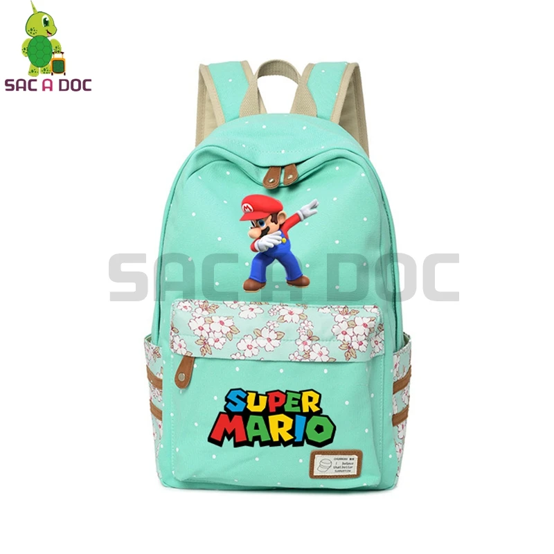 

Dabbing Super Mario Backpack School Bags for Teenage Girls Flower Wave Point Backpack Women Casual Travel Shoulder Bags