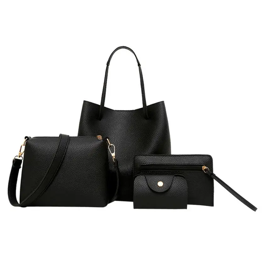 Maison fabre Повседневное сумки 4 шт. сумки для Для женщин кожаные сумки из натуральной кожи сумка через плечо сумка-клатч карты дропшиппинг Fre02 - Цвет: black