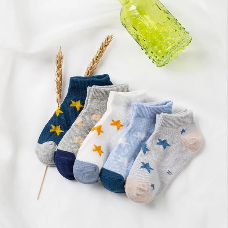 5 пар носков для малышей летние сетчатые хлопковые носки в горошек в полоску для новорожденных девочек и мальчиков, детские носки для От 3 до 12 лет - Цвет: 6