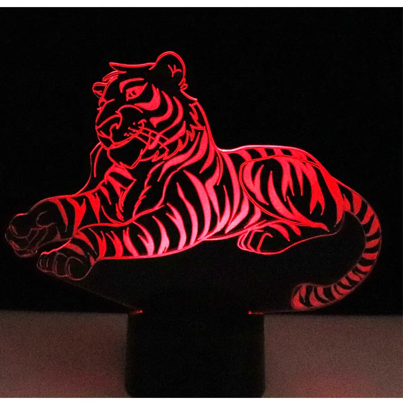 3D светодиодный ночник s Tiger с 7 цветами светильник для украшения дома потрясающая