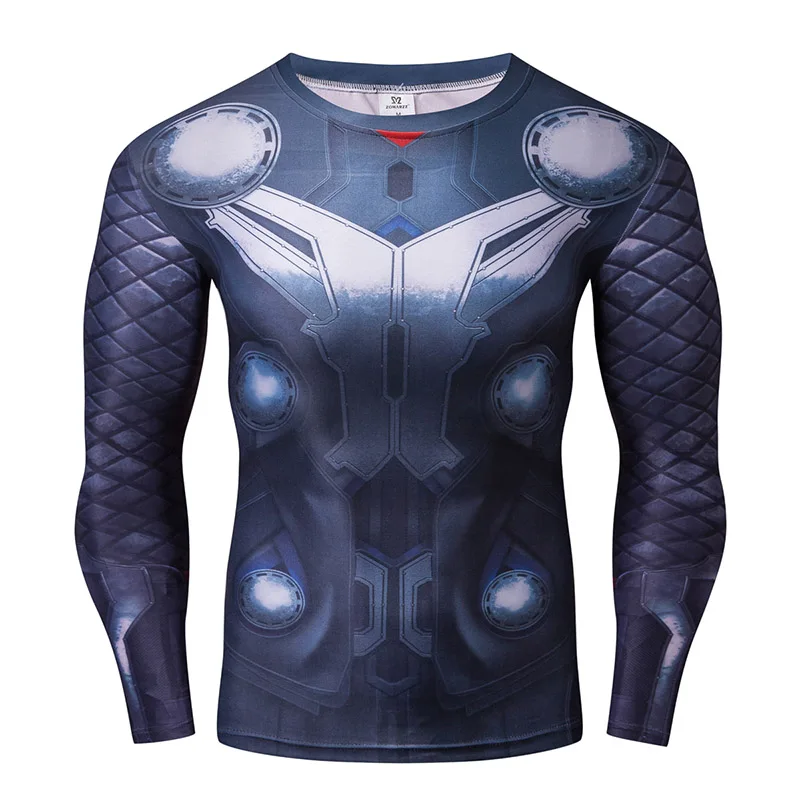 

3D Printed Cmics Superhero Theme Thor Cosplay T-shirt Mens Long Sleeve Compression Crossfit Tops Halloween Cosplay