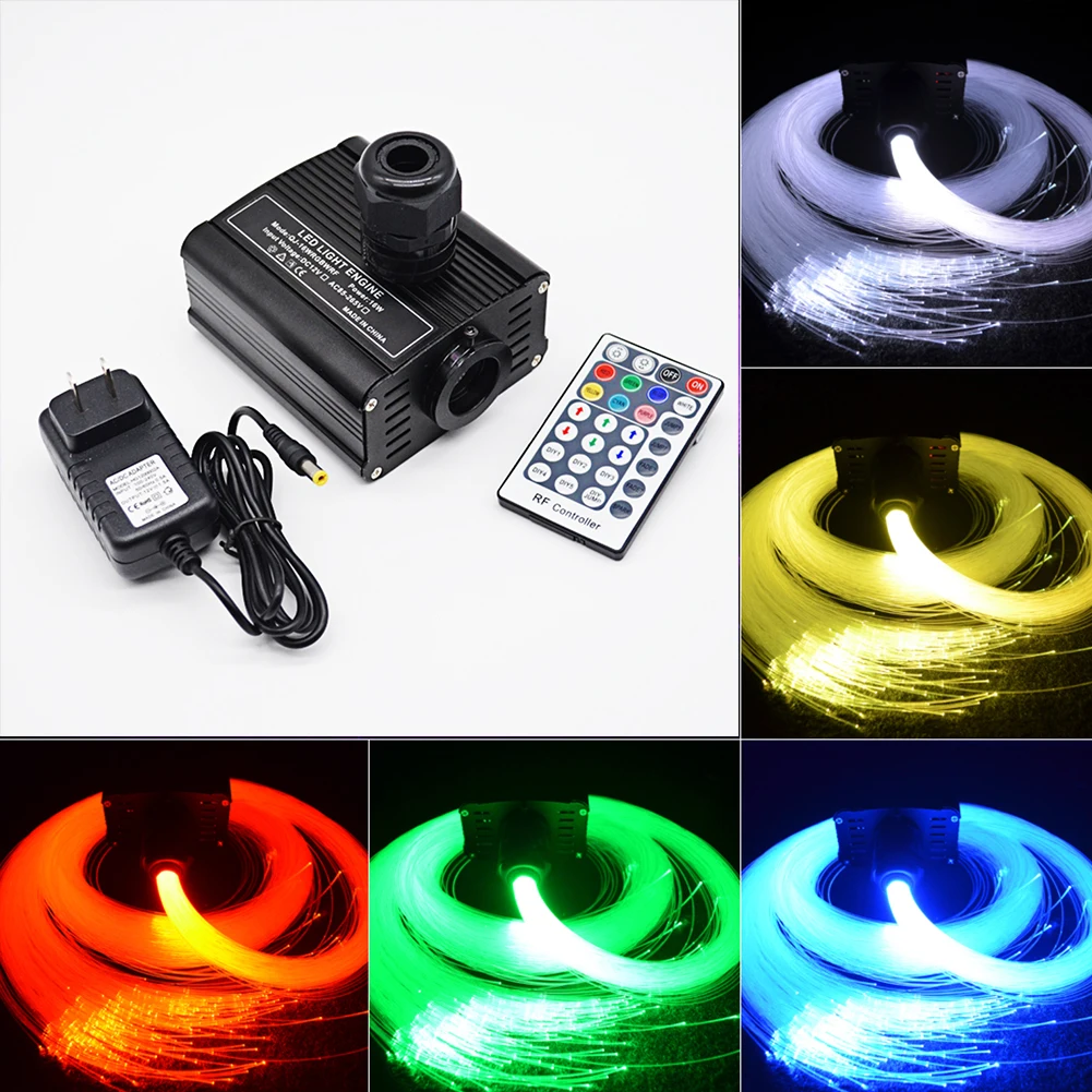 

Glow Ceiling DIY LED RGBW Optical Source Driver RF Remote Controller Light Engine Optic Fiber For Home Multi Mode Car Decorative