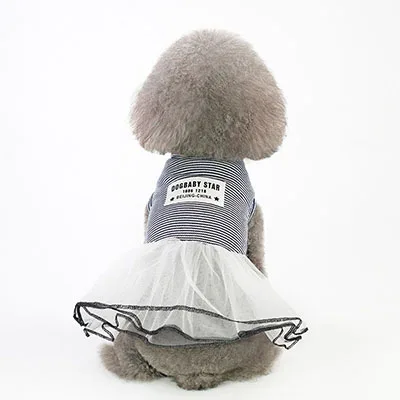 Костюм для домашних животных летняя одежда платье для собак милые корейские полосатые платья-пачки принцессы для щенков для чихуахуа йоркширского терьера - Цвет: Черный
