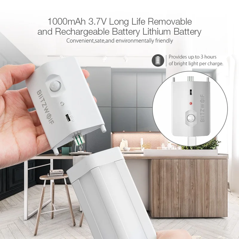  Upgrade BlitzWolf Intelligent Smart LED light Motion Sensor LED Cabinet Light Removable Lithium Bat - 32914422799