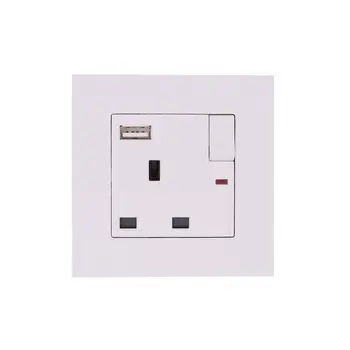 

UK Socket USB Socket 86 Type White PC Panel Wall Power Socket with on-off Switch Wall Outlet
