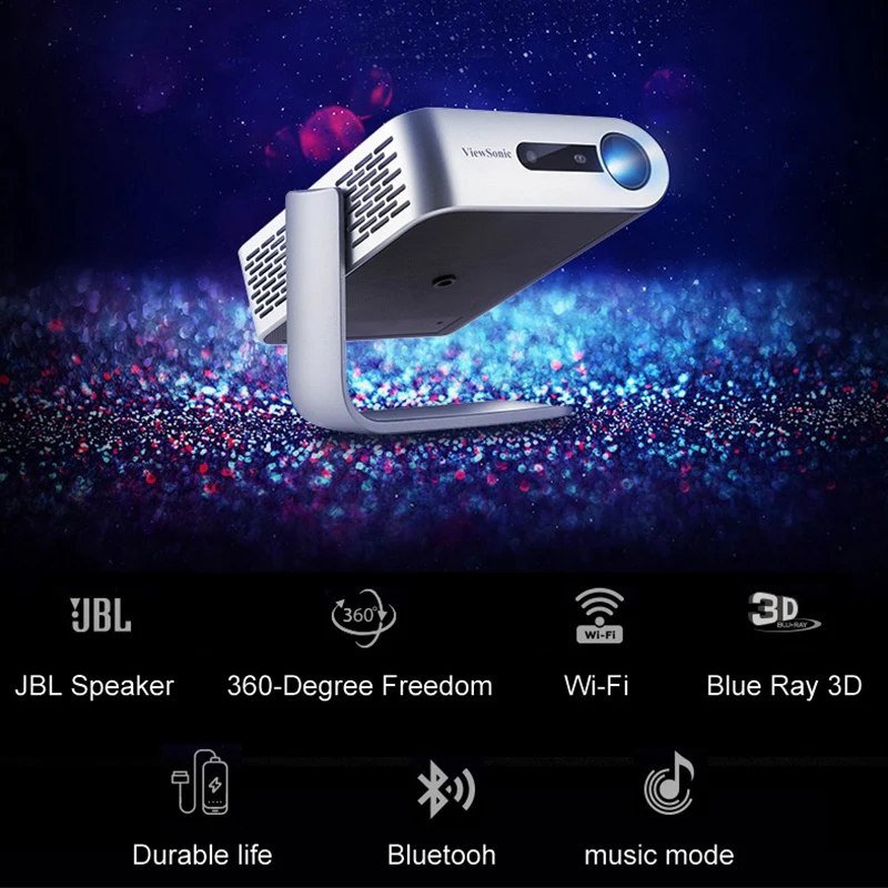 Бренд ViewSonic M1 + портативный мини проектор с двумя динамиками JBL HDMI type C