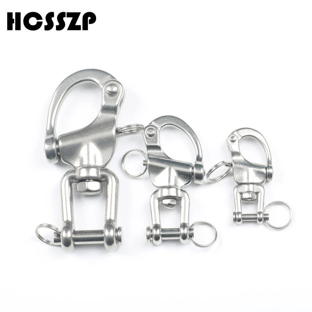 

HCSSZP 70 mm 87 mm 128 mm 316 Stainless Steel Jaw Swivel Snap Tack Shackle for Sailboat Free Shipping
