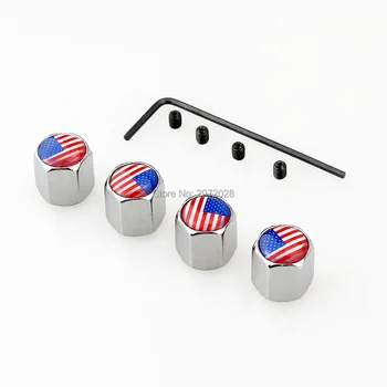 

4 x Car Styling America National Flag Anti-theft Stainless Wheel Tire Valve Stems Caps Car Wheel Tyre Tire Stem Air Valve Caps